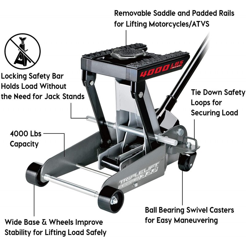 Powerbuilt 620422E Heavy Duty 4000 lb Triple Lift Jack , Silver