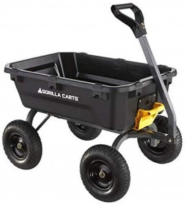 Gorilla Carts 7GCG-NF 7 Cu. Ft. Heavy-Duty Poly Garden Dump Cart with No-Flat Tires, Black ( Exclusive)