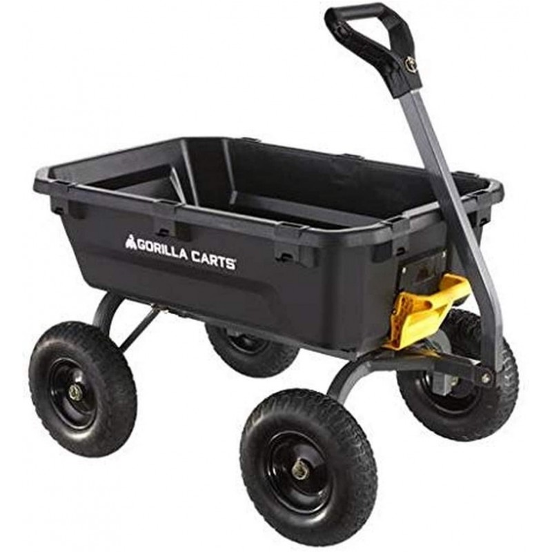 Gorilla Carts 7GCG-NF 7 Cu. Ft. Heavy-Duty Poly Garden Dump Cart with No-Flat Tires, Black ( Exclusive)