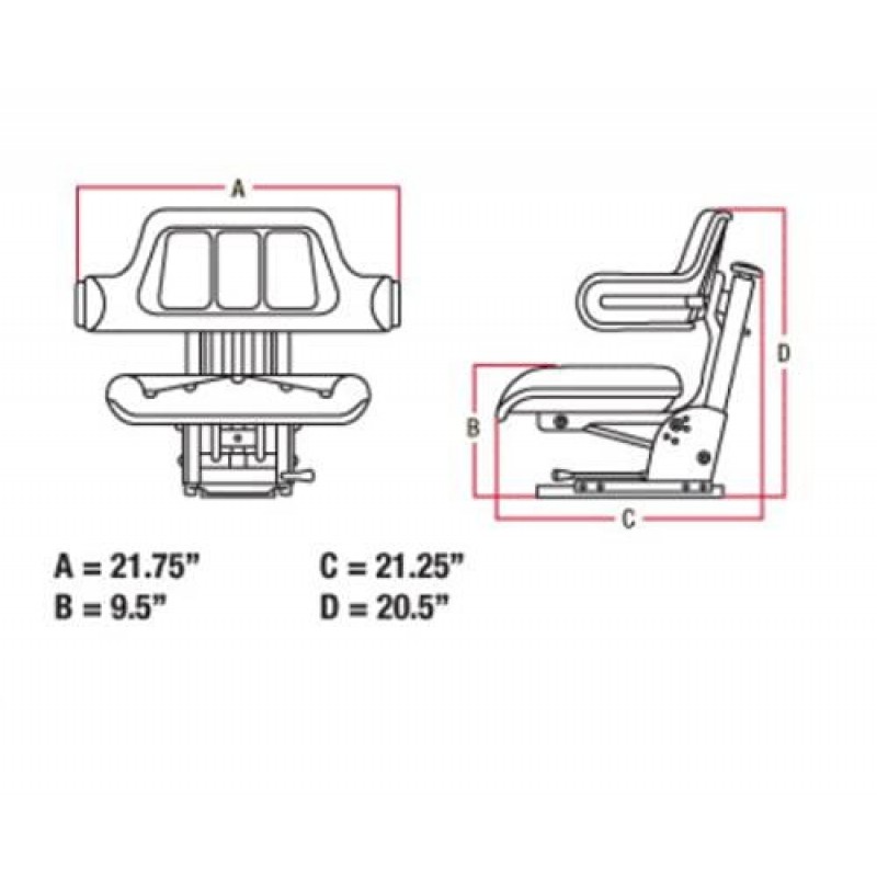 W222YL Universal Yellow Tractor Seat Wrap Around Style for John Deere & More