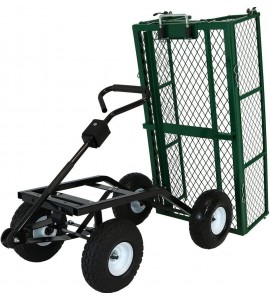 Sunnydaze Utility Steel Dump Garden Cart, Outdoor Lawn Wagon with Removable Sides, Heavy-Duty 660 Pound Capacity, Green