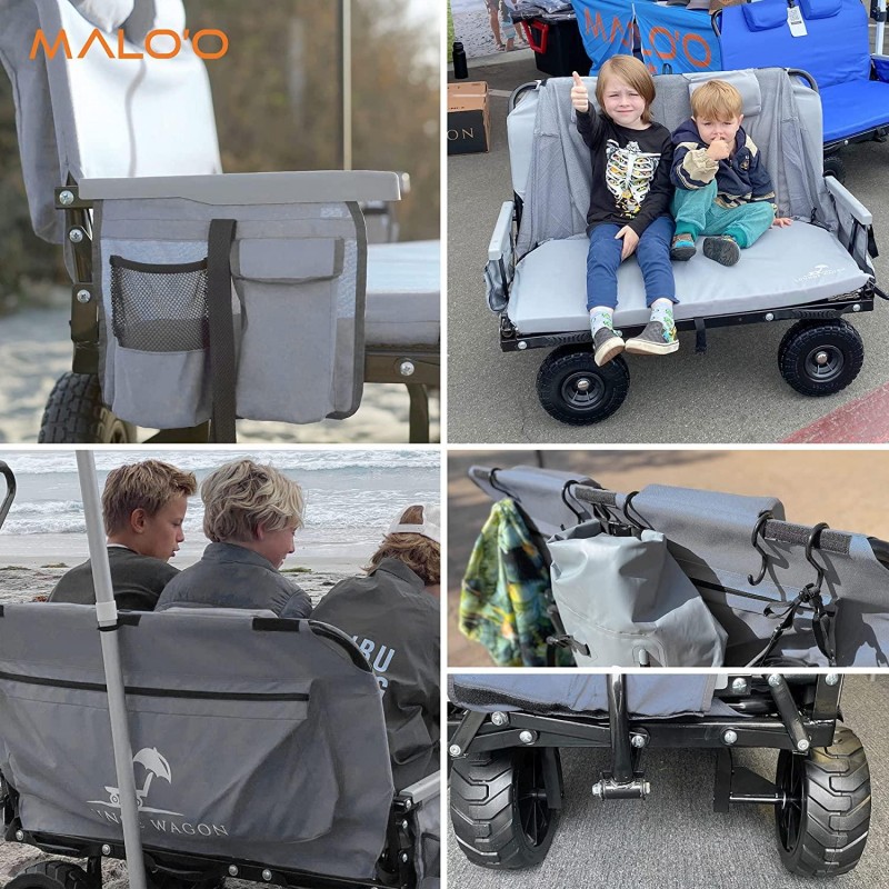 The Lounge Wagon – The Only Wagon That Converts into a 2-Person Chair - 3-in1 carts with Wheels, Chair & Umbrella - Ultimate Beach Wagons– Beach Chairs for Adults – Sports Wagon - Park Wagon