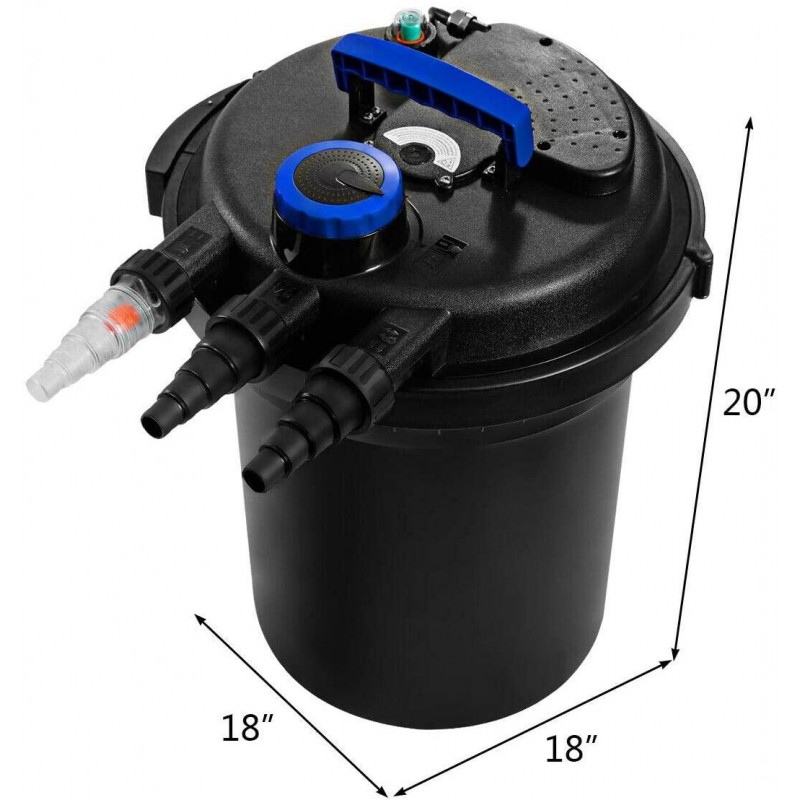 HAPPYGRILL Pond Filter 4000 Gallons Pond Pressure Bio Filter with 13W UV Light