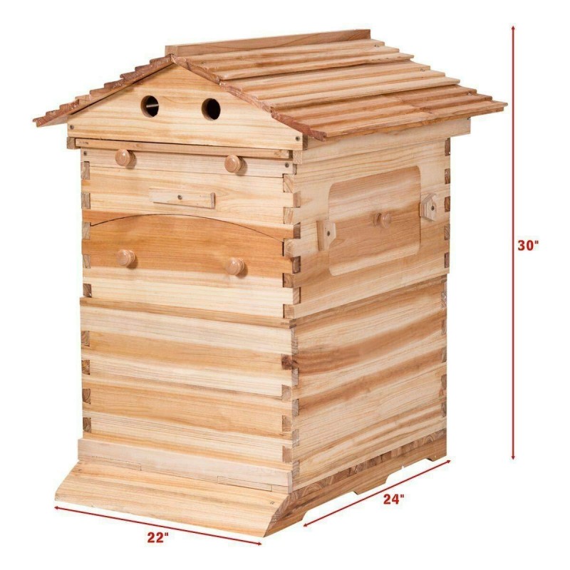 Lwestine Flow Hive Beehive kit Automatic Wooden bee hive House kit Beehive Boxes with 7 Peice Comb Honey Frames for Beginning and Professional Beekeepers