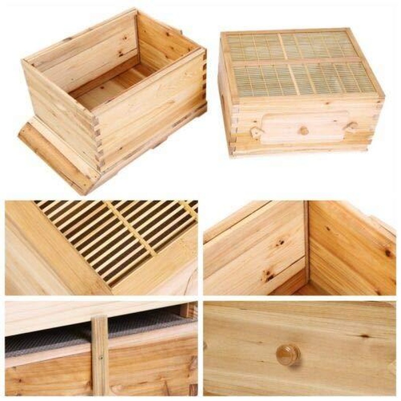 Lwestine Flow Hive Beehive kit Automatic Wooden bee hive House kit Beehive Boxes with 7 Peice Comb Honey Frames for Beginning and Professional Beekeepers