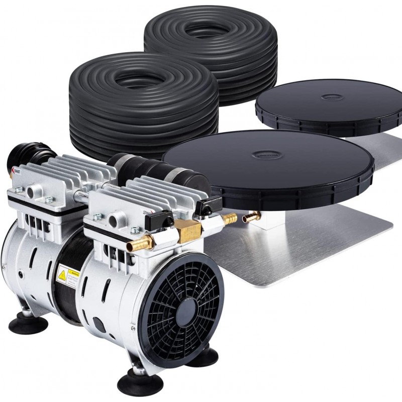 HQUA PAS20 Pond & Lake Aeration System for Up to 3 Acre, 1/2 HP Compressor + Two 100' Weighted Tubing + 2 Diffusers