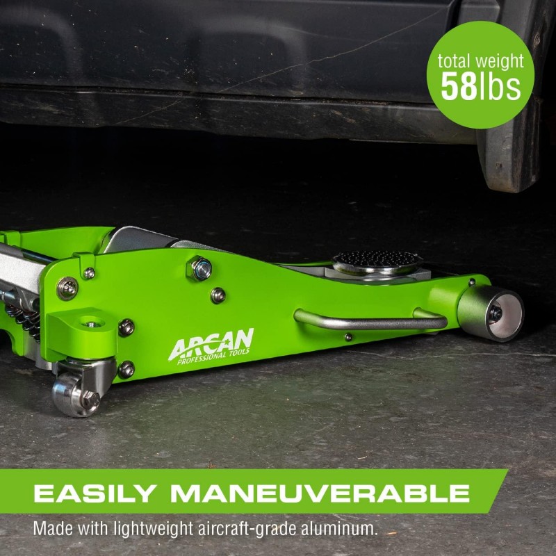 Arcan 3-Ton Quick Rise Aluminum Floor Jack with Dual Pump Pistons & Reinforced Lifting Arm (A20018)