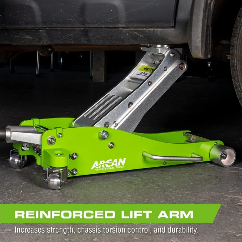 Arcan 3-Ton Quick Rise Aluminum Floor Jack with Dual Pump Pistons & Reinforced Lifting Arm (A20018)