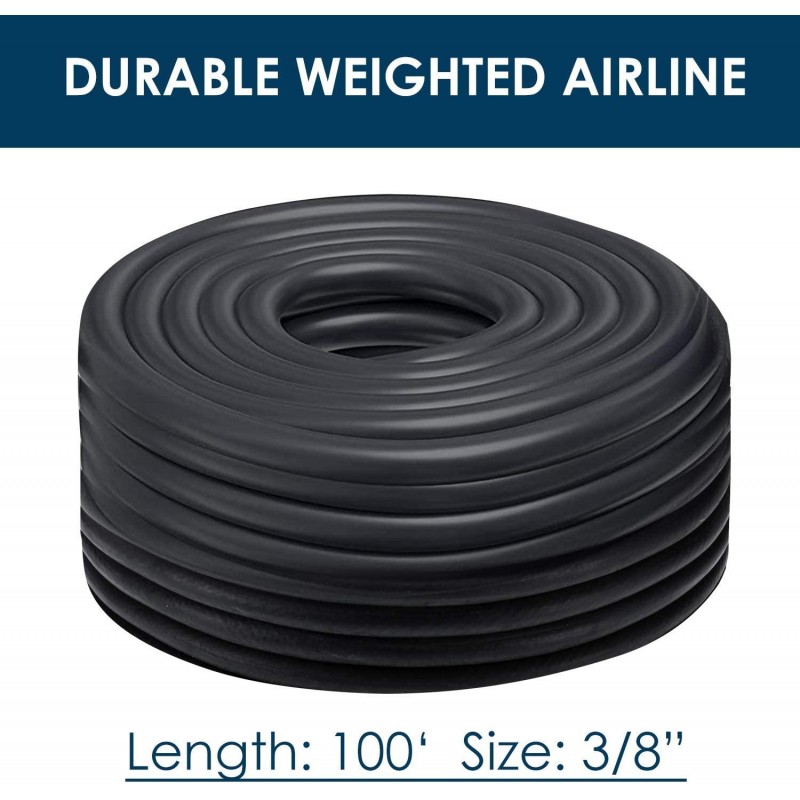 HQUA PAS20 Pond & Lake Aeration System for Up to 3 Acre, 1/2 HP Compressor + Two 100' Weighted Tubing + 2 Diffusers