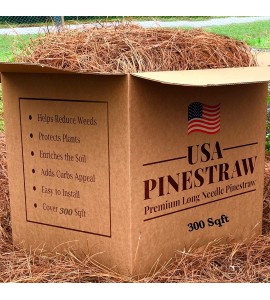 USA Pine Straw - Premium Pine Needle Mulch - Covers 300 Sqft (1)