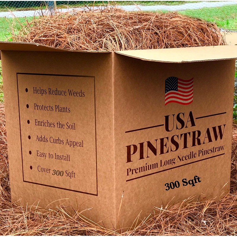 USA Pine Straw - Premium Pine Needle Mulch - Covers 300 Sqft (1)